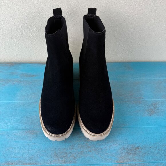 Dolce Vita Haddie Chelsea Black Suede Chunky Y2k Retro Boots Size 9 - Picture 2 of 9